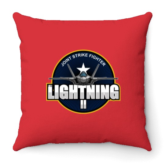 F35 Lightning 2 Patch Small logo red Throw Pillows