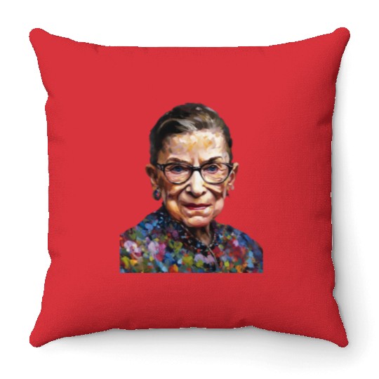 Ruth Bader Ginsburg portrait in a Monet style Throw Pillows