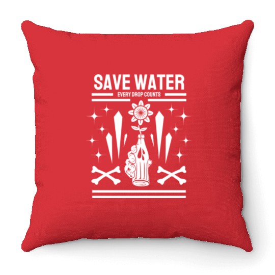 Earth Day Save Water Every Drop Counts Nature Throw Pillows