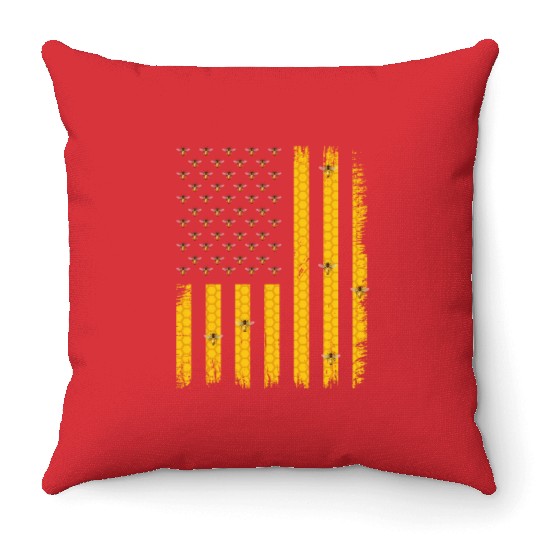 Beekeeper Usa Flag Throw Pillows