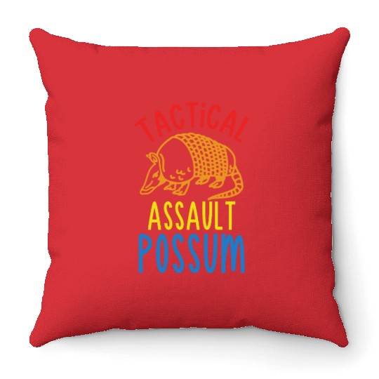tactical assault possum Throw Pillows