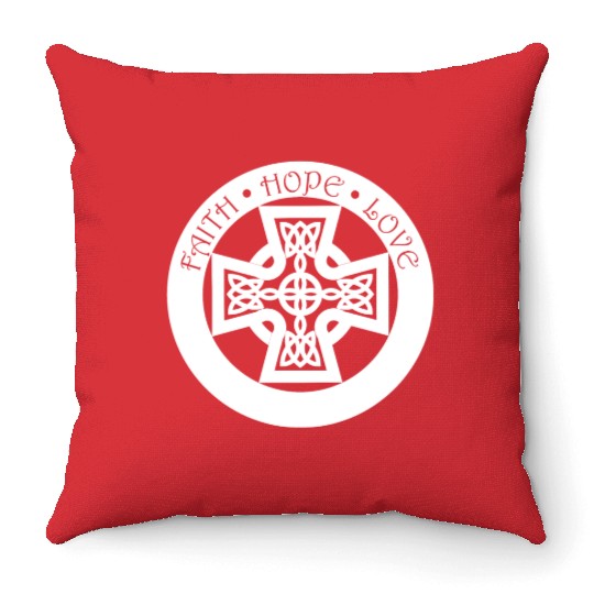 Timeless Celtic Cross With Celtic Knots Throw Pillows