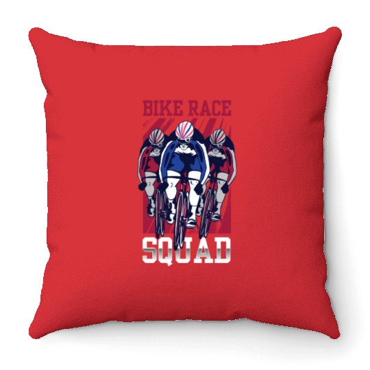 Bike Race Squad Racing Racer Cycling Bicycle Throw Pillows