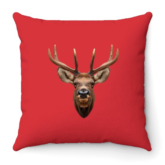 Elk Antlers Face Throw Pillows