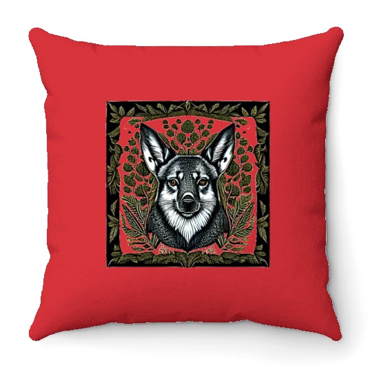 Leaf Whirlwind Corgi Throw Pillows
