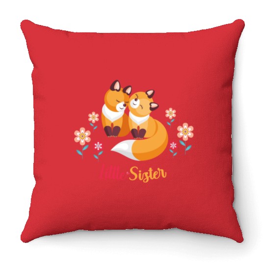 Cute Fox Siblings Gift for Little Sister Throw Pillows