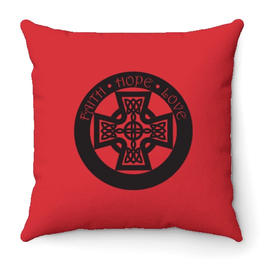 Timeless Celtic Cross With Celtic Knots Faith Throw Pillows