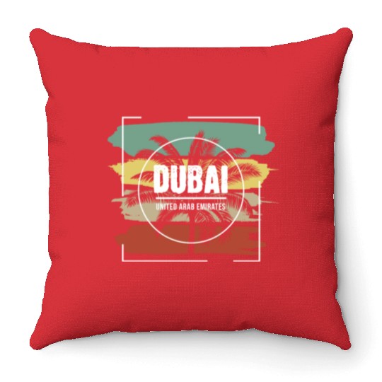 Dubai United Arab Emirates Artistic Palm Tree Throw Pillows
