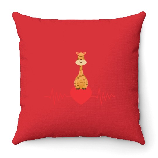 GIRAFFE HEARTBEAT Throw Pillows