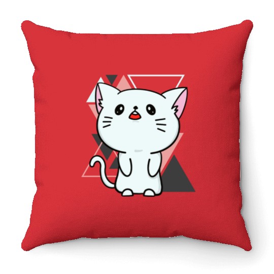 Cute little cat adorable kitty Kittenlove cat mom Throw Pillows