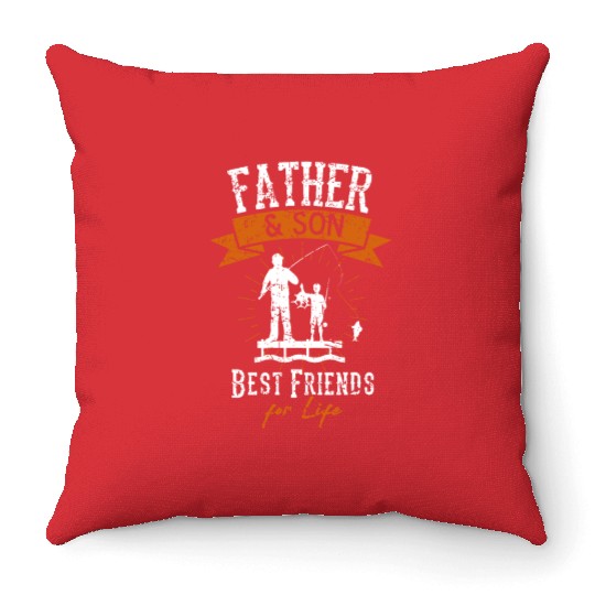 Fisherman Dad Daddy And Son Fishing Fathers Day Ou Throw Pillows