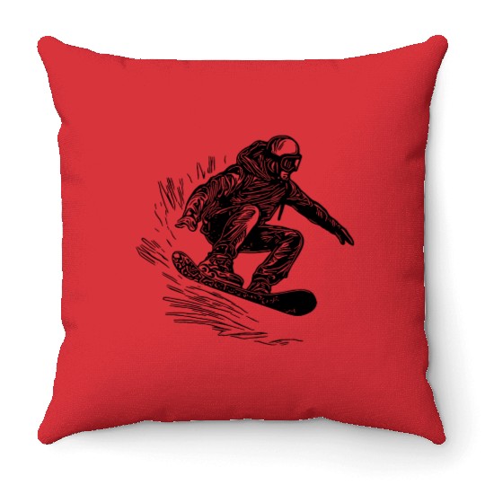 Snowboarding Jump Style Crass Snowboard Move Throw Pillows
