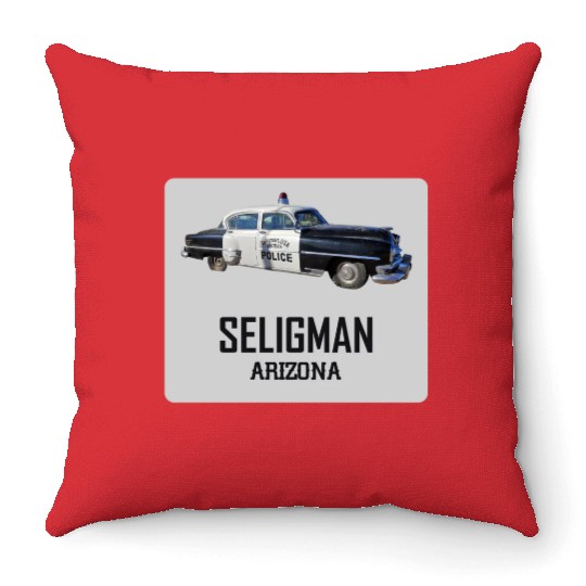 Old car city of Seligman in Arizonna, US Route 66 Throw Pillows