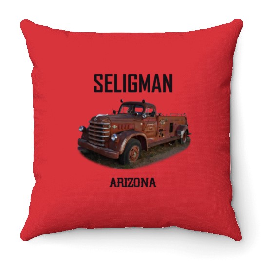 Old car city of Seligman in Arizonna, US Route 66 Throw Pillows