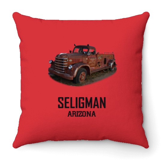 Old car city of Seligman in Arizonna, US Route 66 Throw Pillows