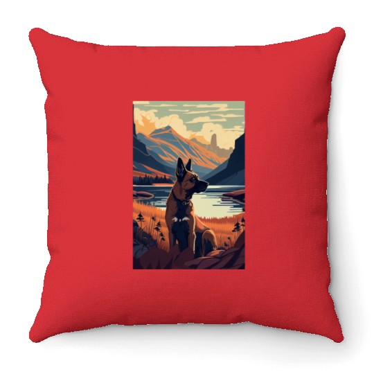 Belgian Malinois Nature Throw Pillows
