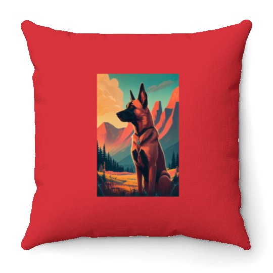 Belgian Malinois Nature Throw Pillows