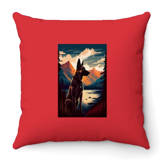 Belgian Malinois Nature Throw Pillows