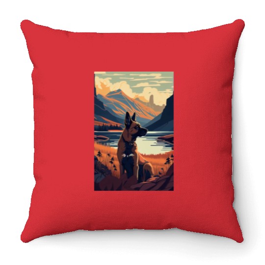 Belgian Malinois Nature Throw Pillows
