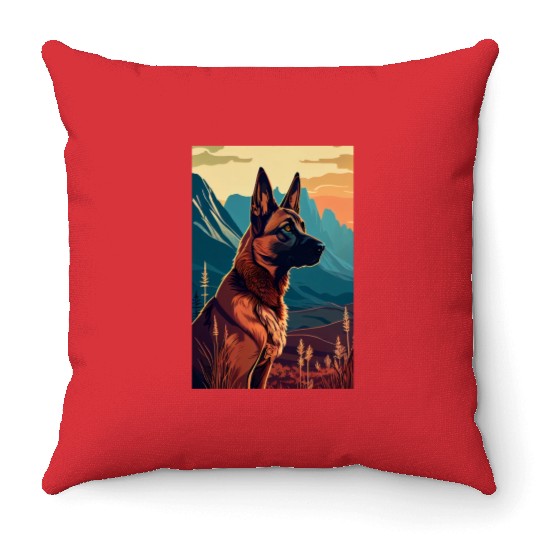 Belgian Malinois Nature Throw Pillows