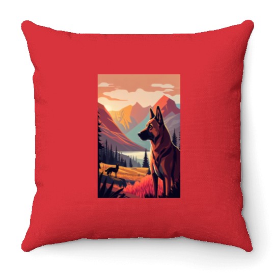 Belgian Malinois Nature Throw Pillows