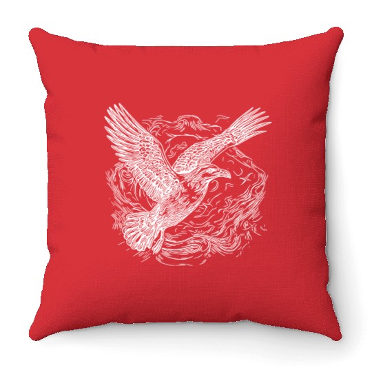 Flying Seagull Over The Sea Throw Pillows
