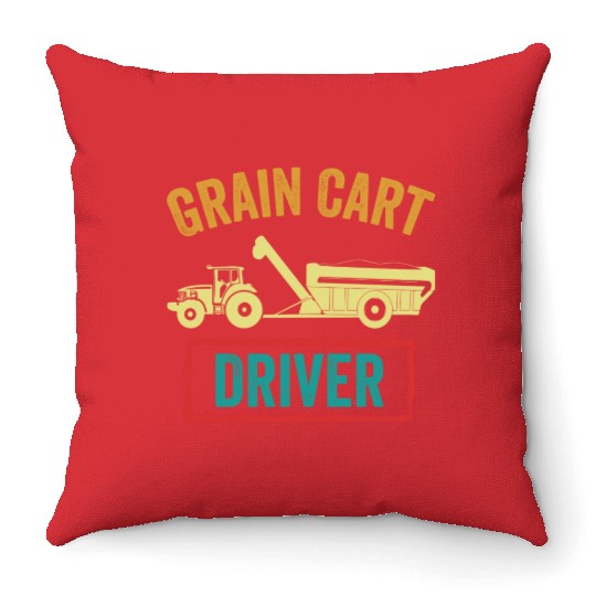 Grain Cart Driver Funny Farmer Throw Pillows