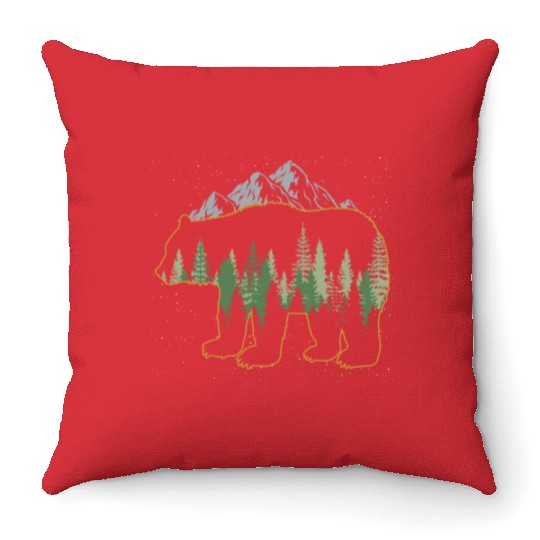 Grizzly Mountain Wildlife Bear Throw Pillows