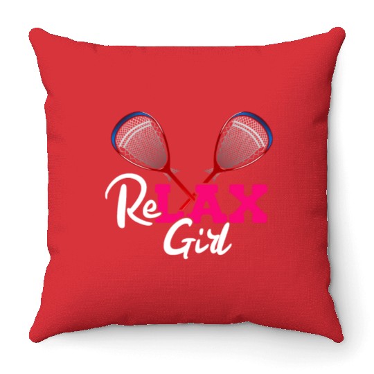 ReLAX Girl Lax Stick Athletic Sports Player Throw Pillows