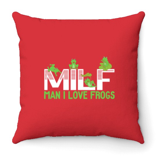 Man I Love Frogs Tadpole Amphibian Herpetologist Throw Pillows