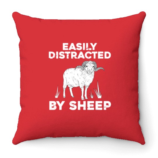 Cute Sheep For Men Women Lamb Farm Animal Farmer Throw Pillows