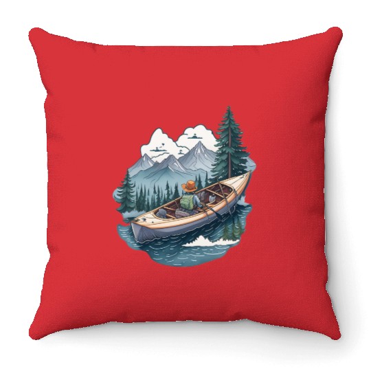 Travel kayak tour Throw Pillows