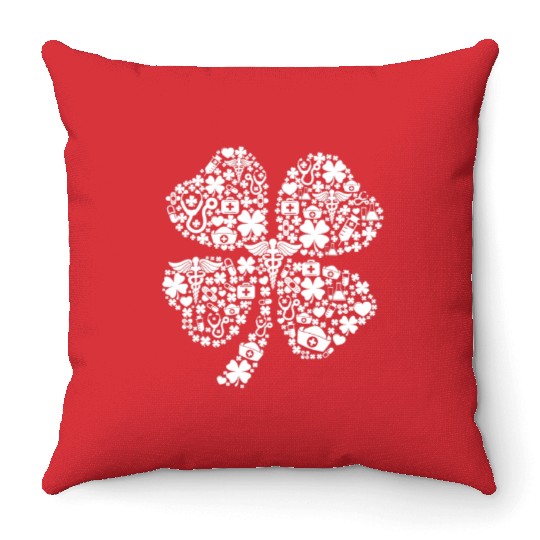 Irish Nurse Shamrock Stethoscope happy St Patricks Throw Pillows
