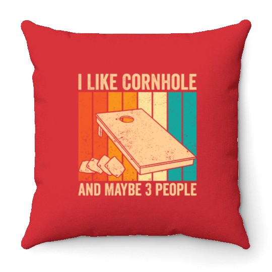 Funny Cornhole Retro Throw Pillows