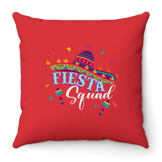 Fiesta Squad Cinco De Mayo Mexican Sombrero Family Throw Pillows
