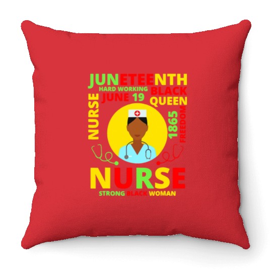 Juneteenth Black Nurse Costume Melanin Black Throw Pillows