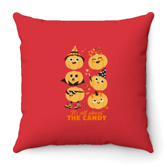 Halloween Pumpkin Cute Kids Candy Throw Pillows