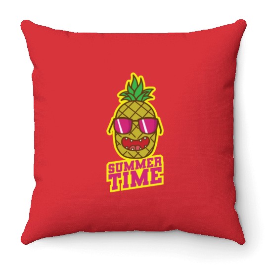 Summer Time Pineapple tropical sweet Fruit Throw Pillows