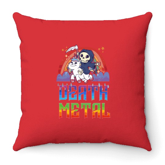 Death Metal & Unicorn Rainbow Throw Pillows