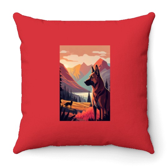 Belgian Malinois Nature Throw Pillows
