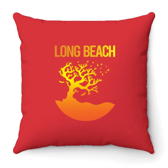 Neon Tree Art Long Beach 70s Throw Pillows