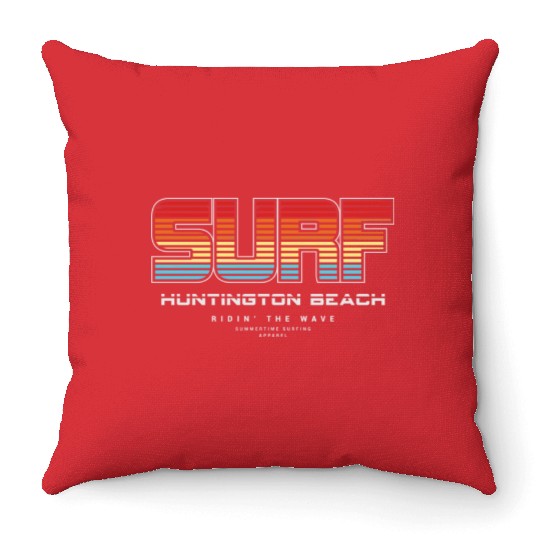 Surf in Huntington Beach nature Throw Pillows