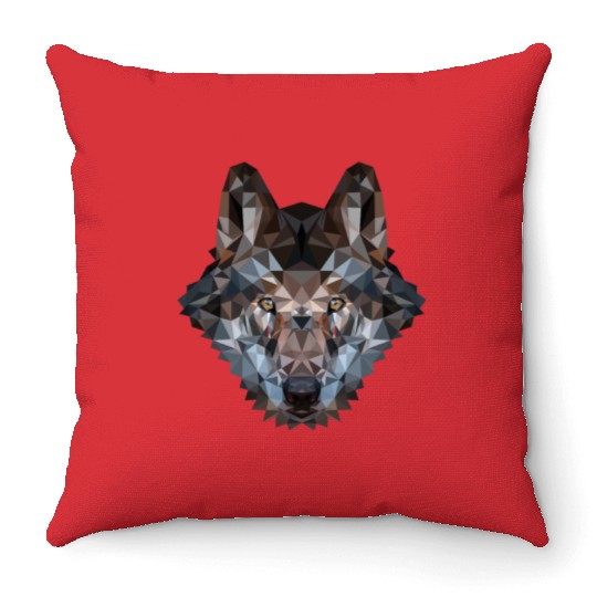 Wolves | Polygon Wolf Head | Low Poly Werewolf Throw Pillows