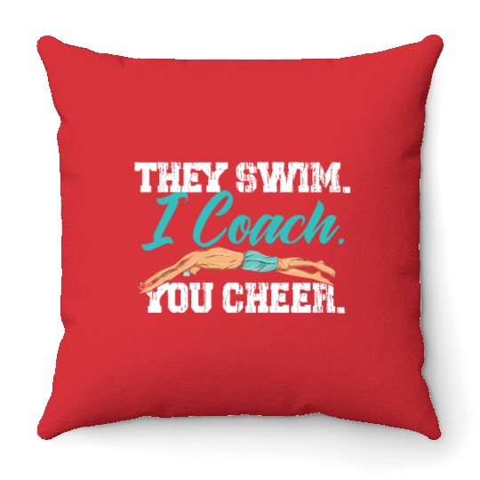 Swim Lesson Design For A Swim Coach Throw Pillows