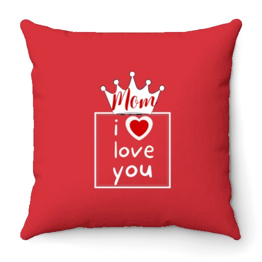 i love you mom , mother s' day ,black Throw Pillows