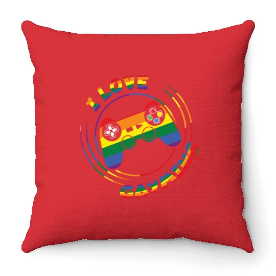 Gaming Gamer Gay LGBTQ Rainbow LGBT Pride Month Throw Pillows