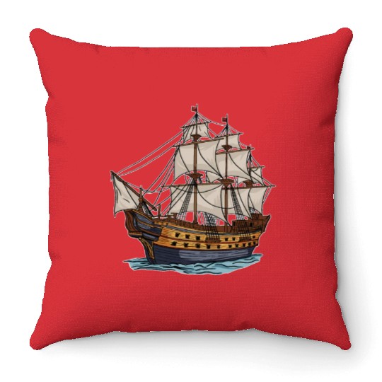 Columbus Day 1492 Ship Throw Pillows