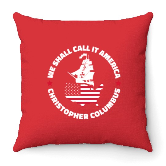 Columbus Day 1492 Us Flag Throw Pillows