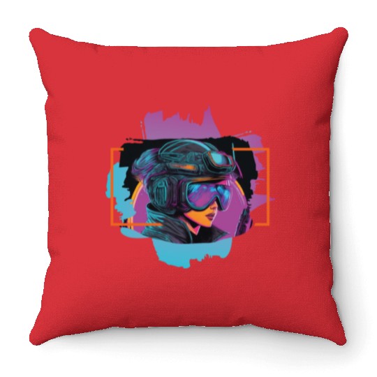 cyberpunk III Throw Pillows