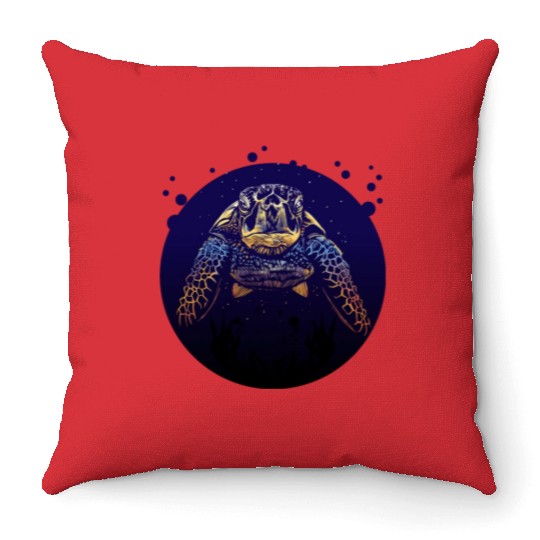 Sea Life - Colorful Sea Turtle Throw Pillows